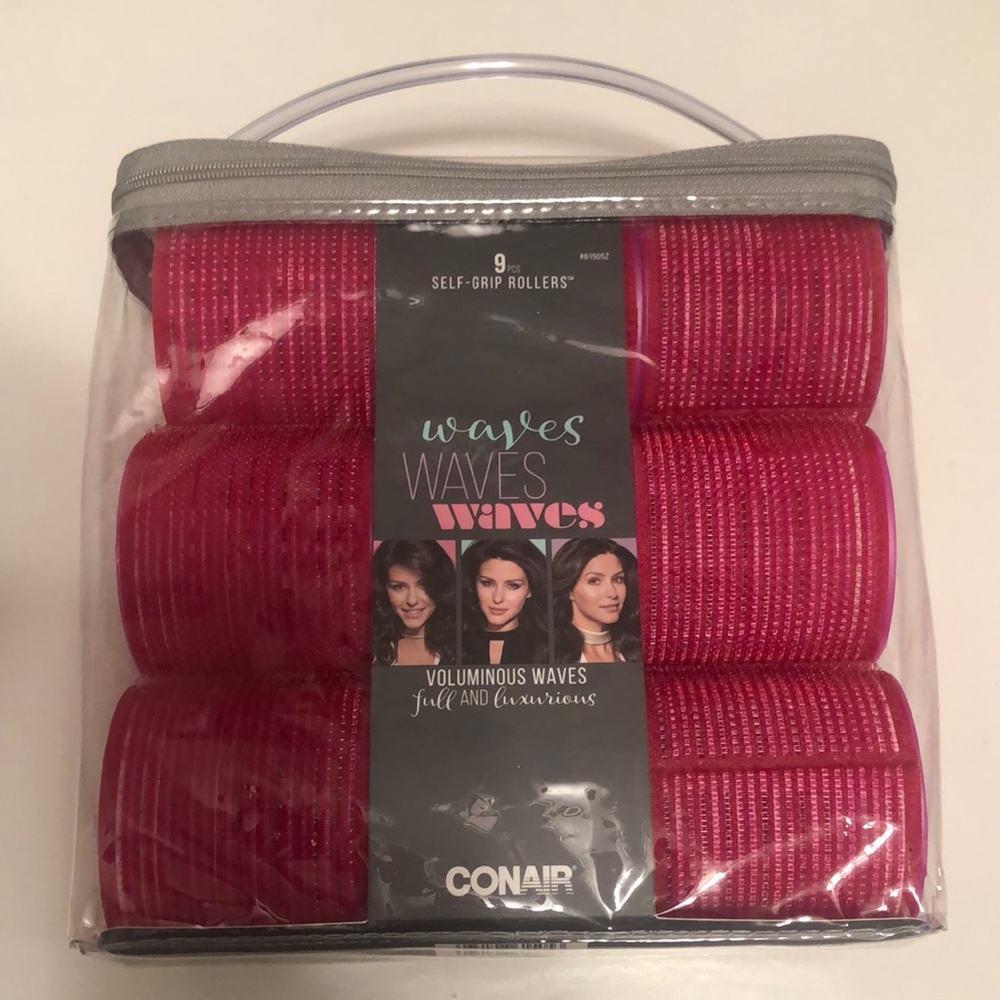 Brand New Never Opened/“Locked Shut” Pkg: 9-Conair Self Grip/Velcro Rollers Pink